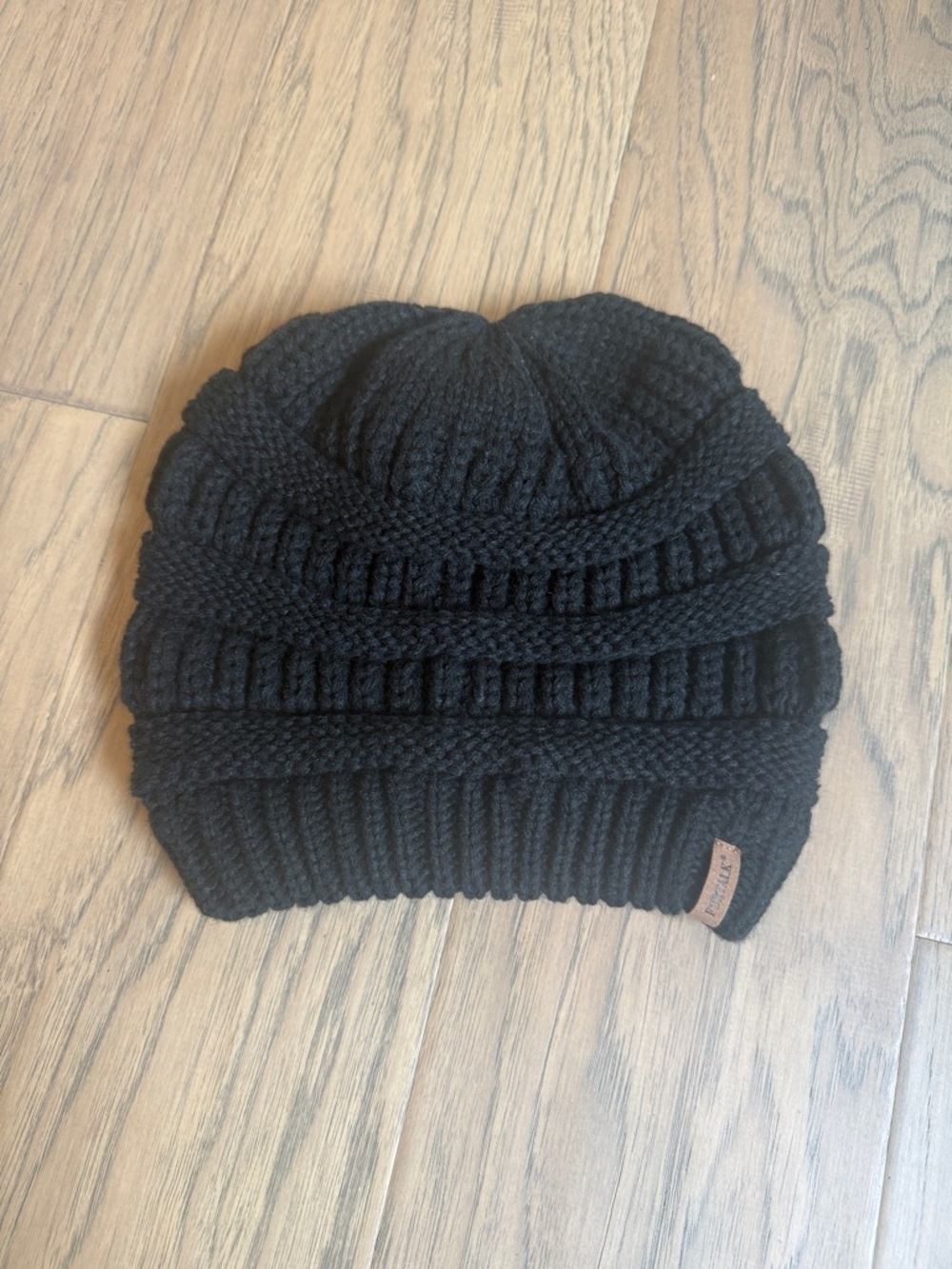 FURTALK Black Knit Slouchy Beanie One Size